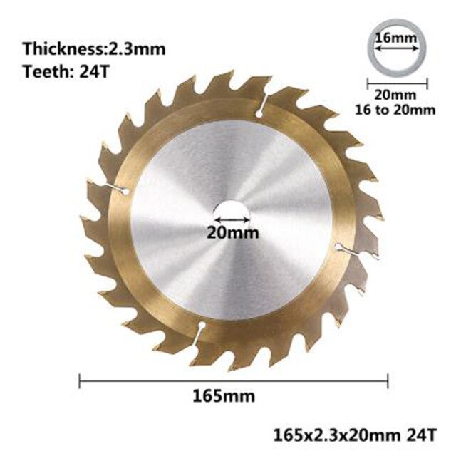24/40/48/80T tarcza robić rzeźbienia w drewnie tarcza tarczowa 160/165/185mm frez metalowy plastik robić szlifierki kątowej metalowa tarcza tnąca: 165x20x2 3x24T