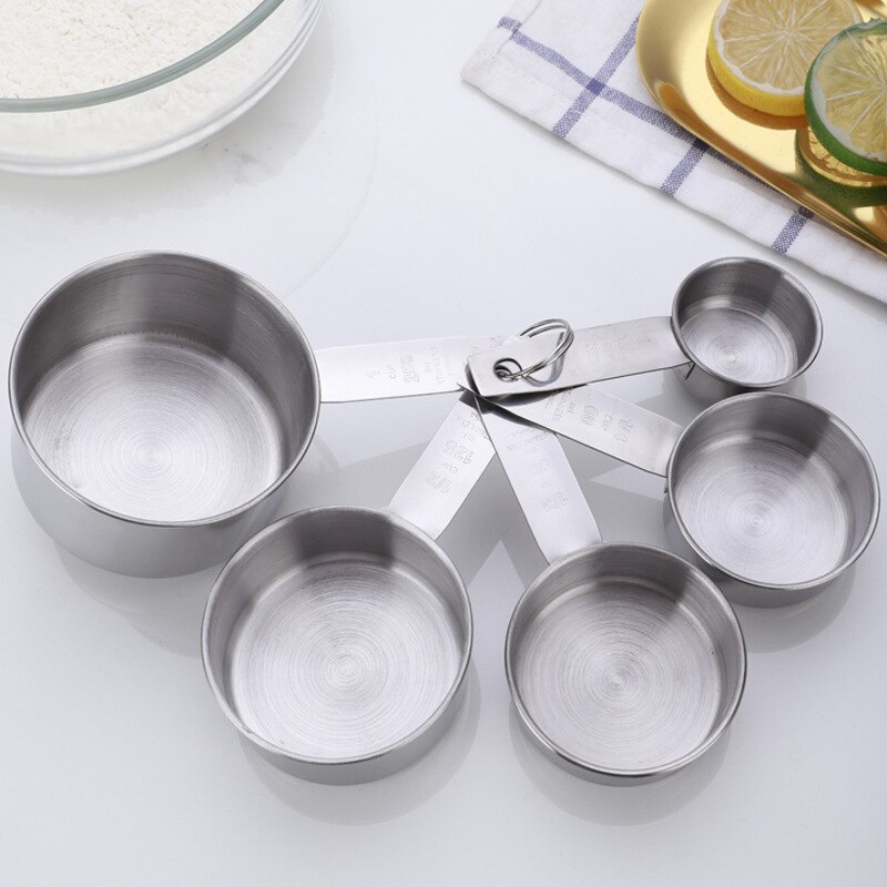 304 stainless steel kitchen measuring tool five-piece modern rose gold baking stainless steel measuring cup measuring spoon set