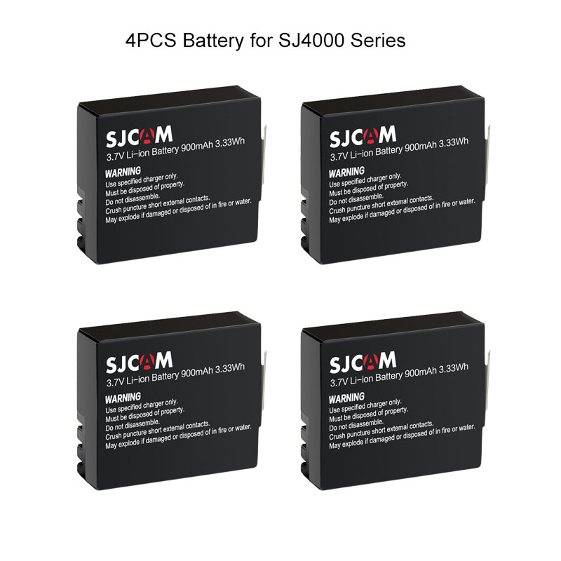SJCAM SJ4000 batería 3,7 V Li-ion 900mAh baterías recargables de respaldo para SJCAM SJ4000 SJ5000 SJ5000X Elite WiFi Cámara de Acción: 4Battery
