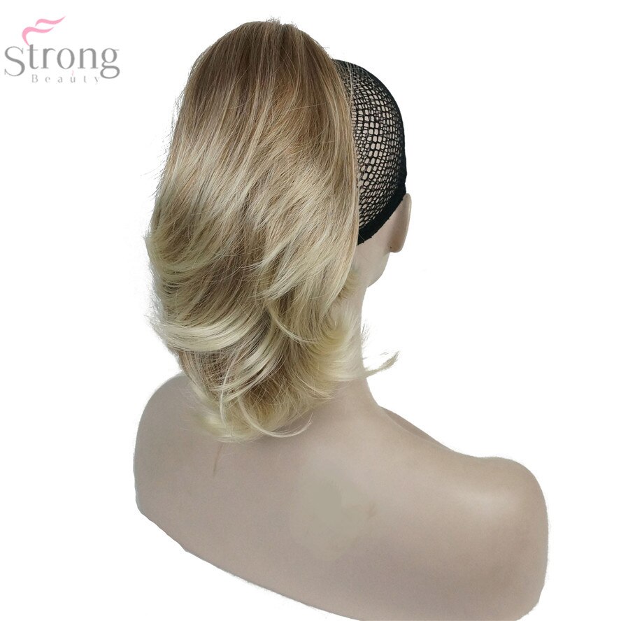 Strongbeauty crush claw clip hestehale hairpiec kort rett dobbeltbruk stylet hårforlengelse syntetisk
