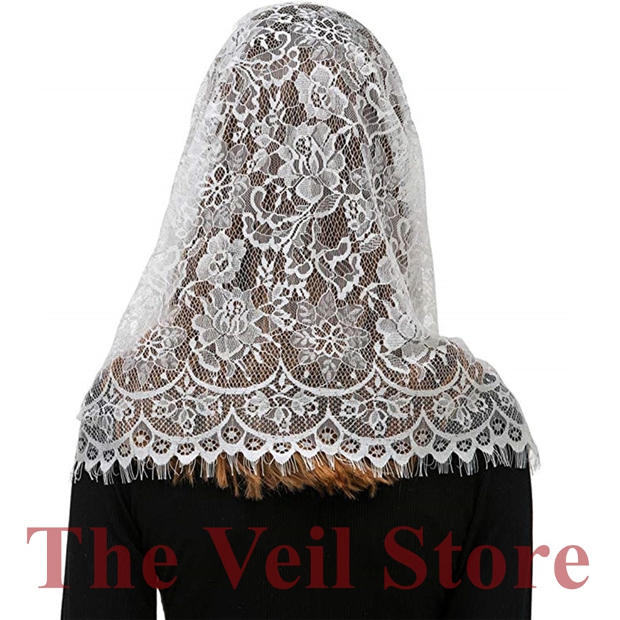 Schwarz Weiß Spanisch Spitze Frauen Mantilla Kapelle Schleier für Kirche Runde HeadCover Latein Masse Mantilla de Novia Negra Schal Headwrap