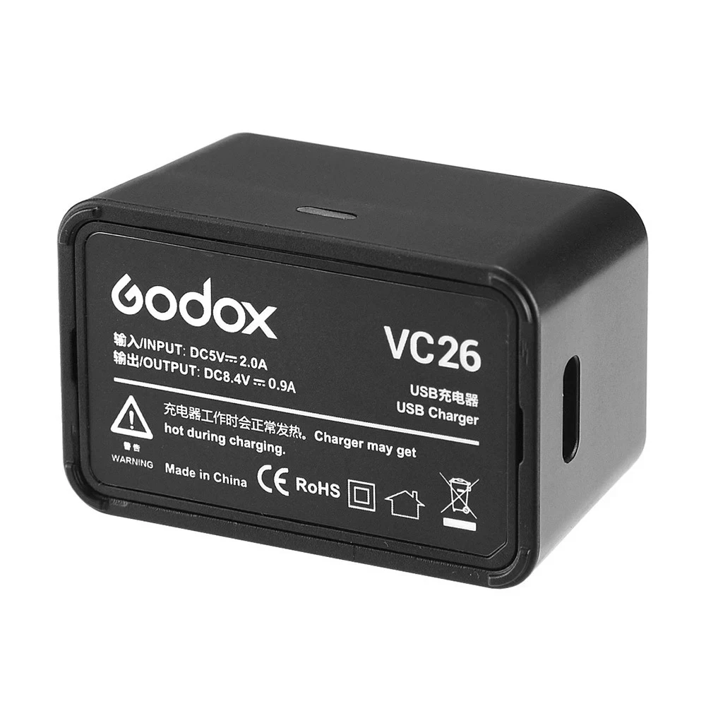 Godox VC26 USB Battery Charger for Charging Godox VB26 VB26A WB100 V1S /C /N/F/O/P V860III N/C/S/F/O/P AD100 PRO Flash Battery