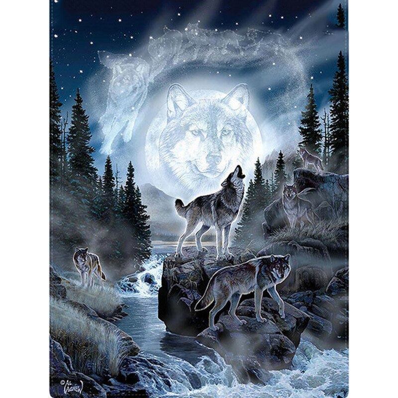 Diy diamond mosaic paint on canvas 3d diamond painting cross stitch kit diamond embroidery animal wolfs picture Craft