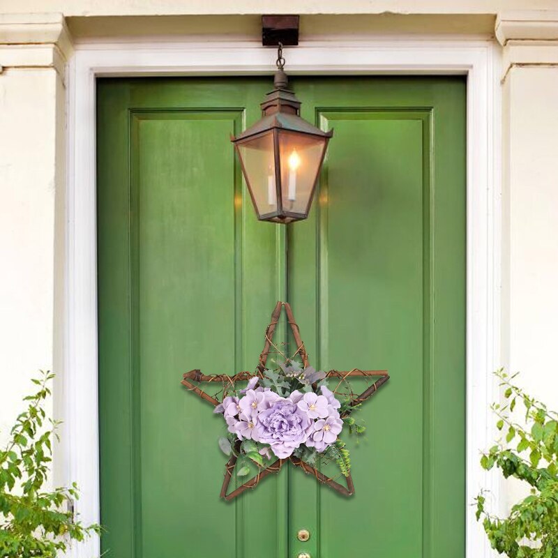 Xsimuleret boligindretning væghængende blomst træ pentagram vedhæng vægdør hængende krans juledekoration