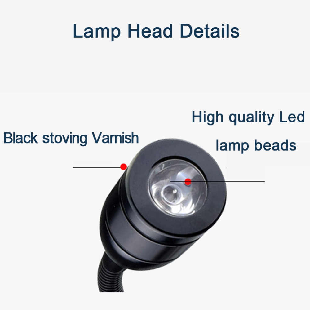LED Micro Machine Werklamp Kleine Apparatuur Machine Licht Zwart Aluminium Schroef Vaste Zwanenhals lamp 1W 12 V/ 24V