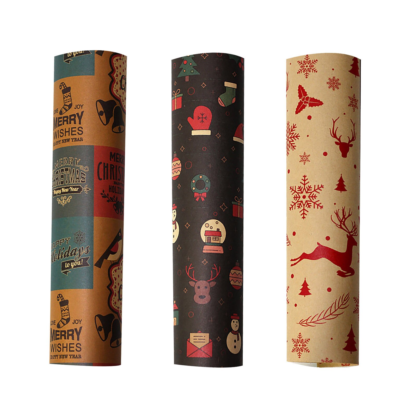 Christmas Printing Kraft Paper Roll Crafts Art Packaging Decorative Paper Home Decoration Festive Party Supply #T1P: D