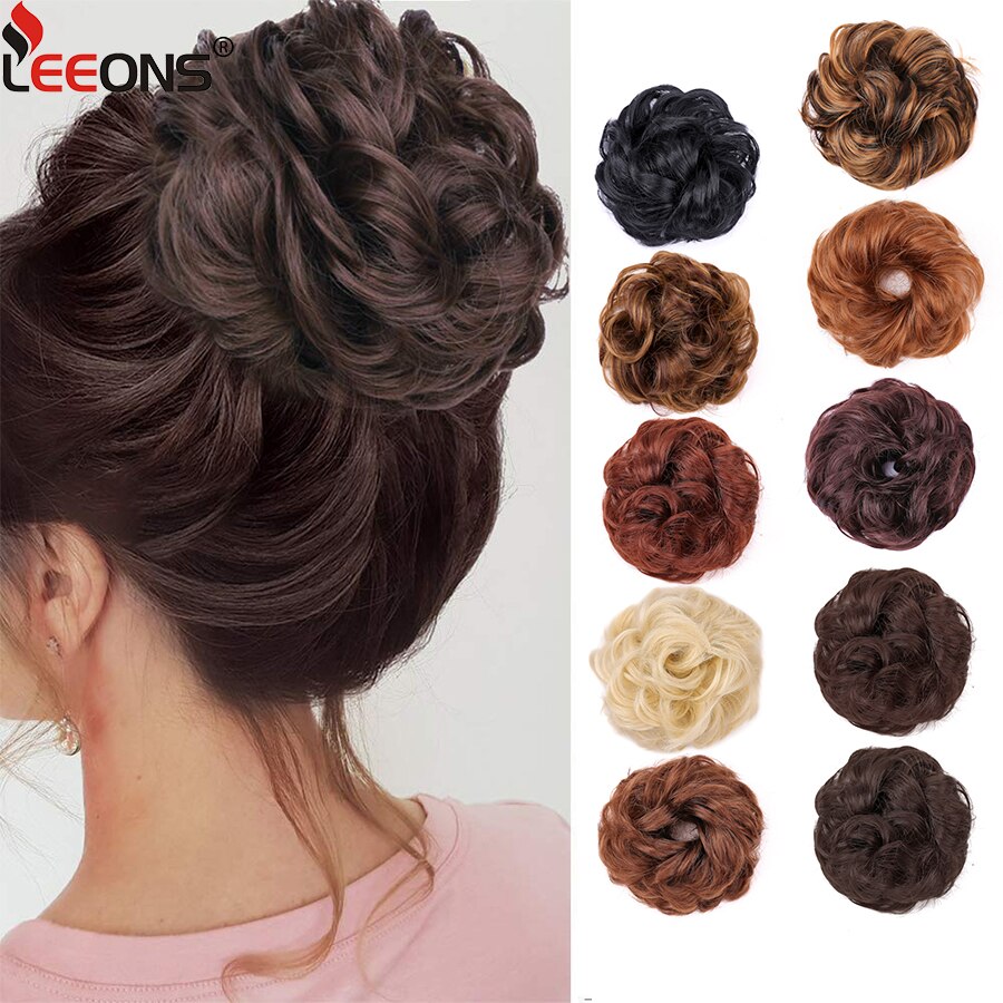 Moños de pelo rizado elástico sintético, extensiones de pelo para envolver cola de caballo, Updos, moño despeinado, postizos para mujeres y niñas