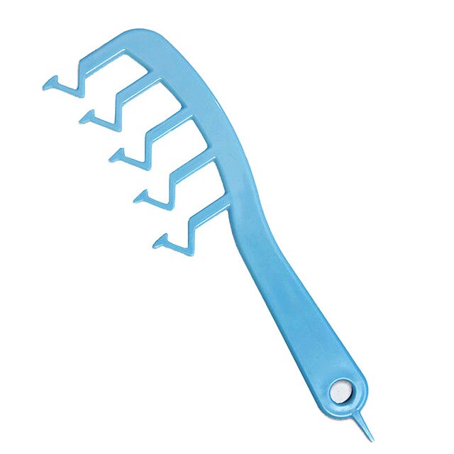 Peine de punto de pelo en forma de Z, ayuda a ocultar la línea del pelo, cepillo de corte de pelo para niña, herramienta de peinado con flequillo rizado, al por mayor: Blue