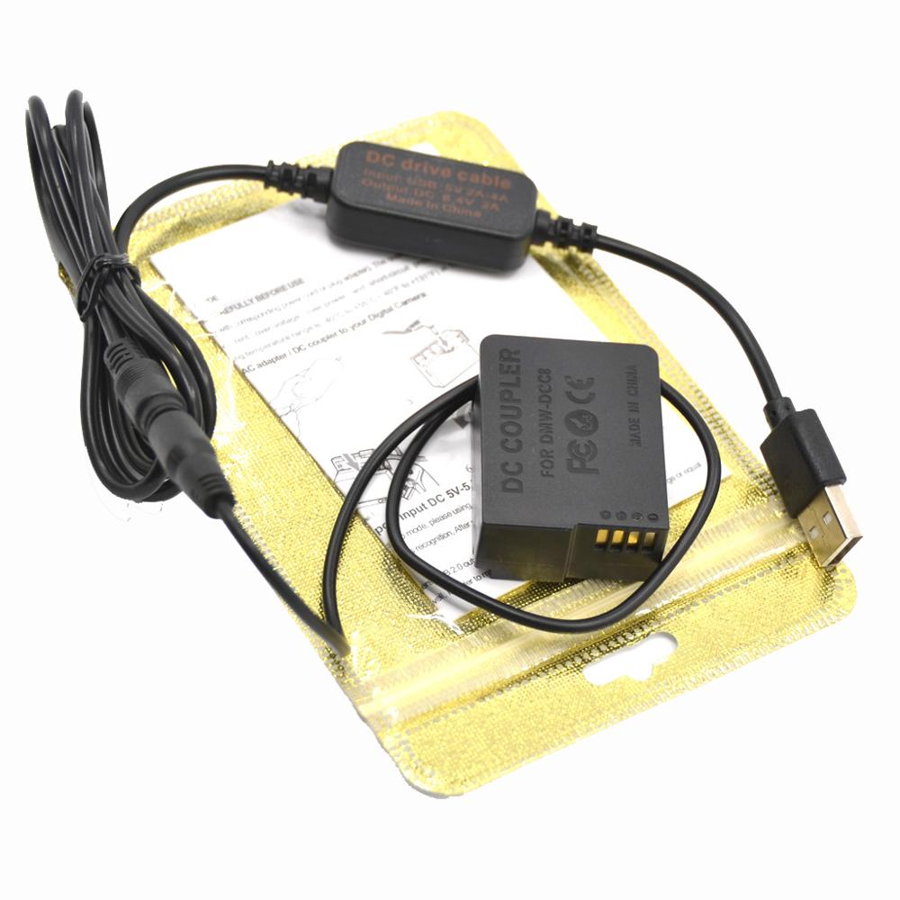 Volledige Decoded Dmw BLC12 Dummy Batterij DCC8 Dc Koppeling + Power Bank Usb-kabel Voor Lumix GX8 FZ2500 FZ1000 FZ300 FZ200 G80 G81 G85