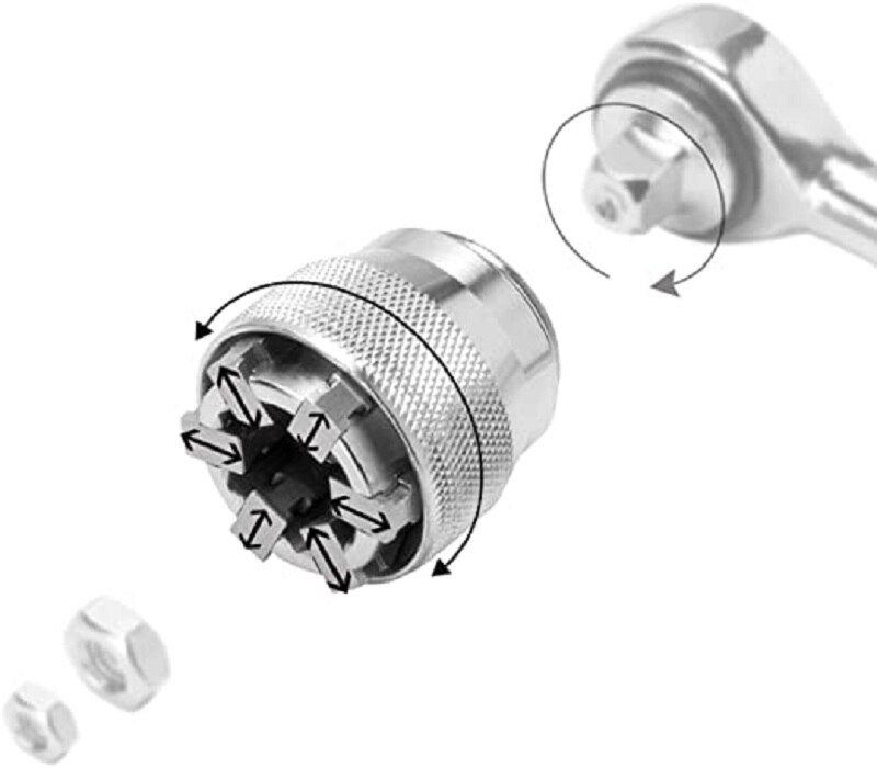 Mintiml Socket Wrench 3/8 inch Drive 10-19 mm Adjustable Hex Universal Socket Torque Ratchet Socket Adapter Wrench Repair Tool