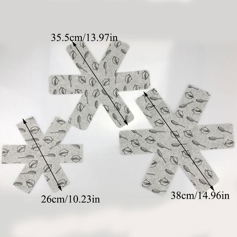 3 Pièces/ensemble antiadhésif Protection De Fond de Casserole D'isolation Thermique Facile À nettoyer Poêle en Feutre De Table Casseroles et poêles Séparateur Napperon