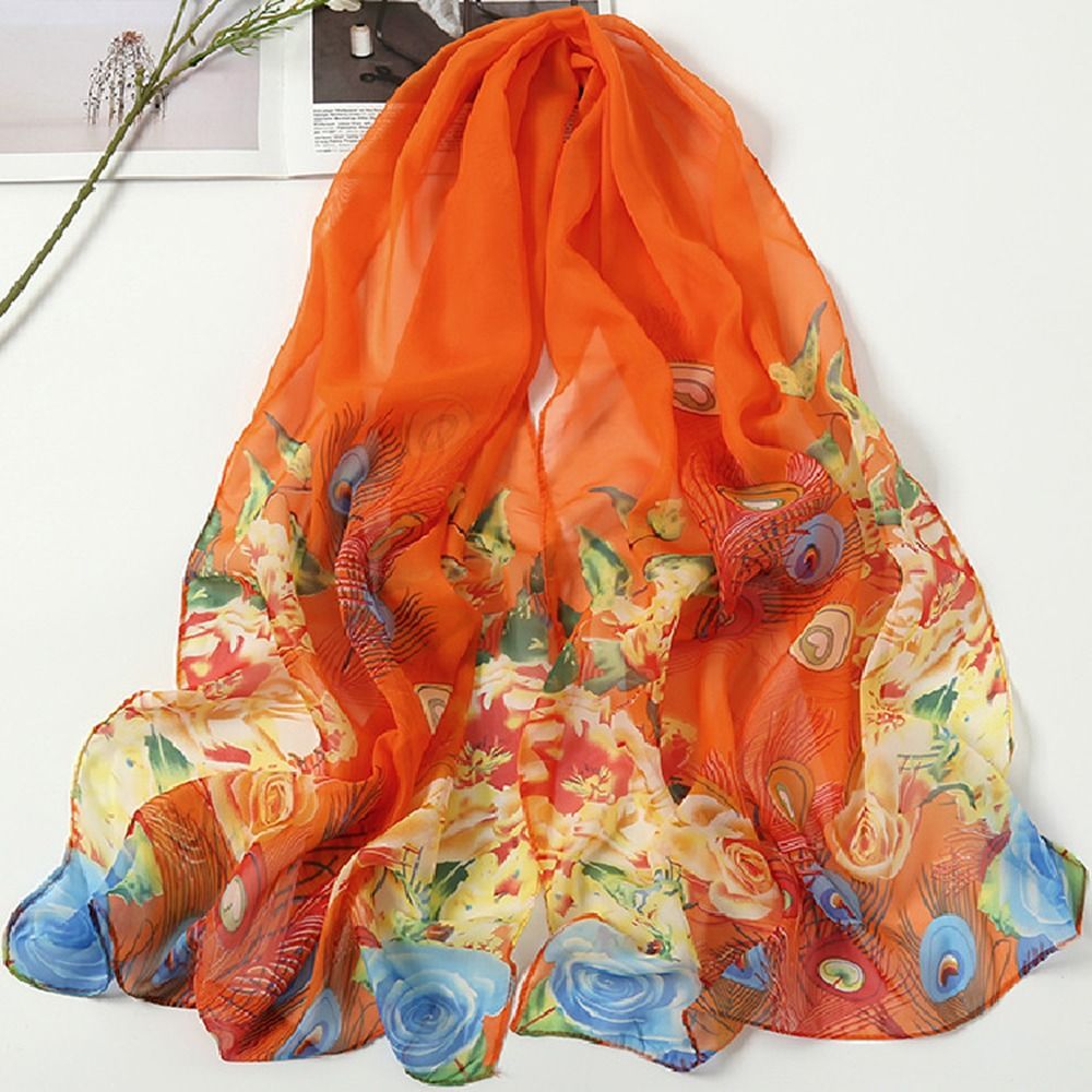 Lenço de chiffon para mulheres, elegante xale longo, cor sólida, chiffon, hijab, verão, proteção solar, lenços de praia: Champagne