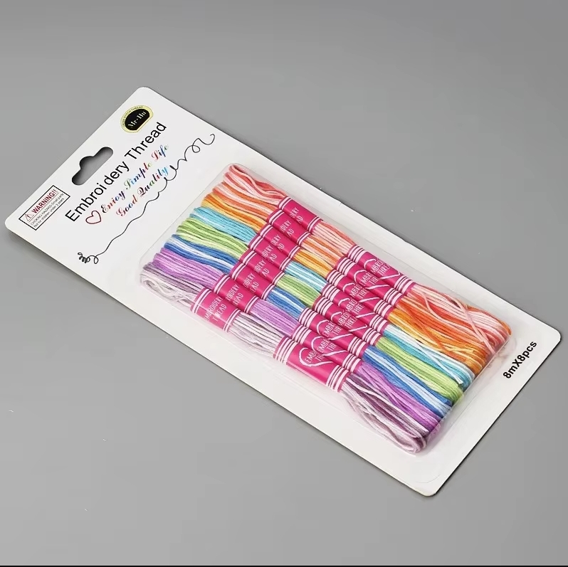 8/12 Colors Cross Stitch Kit Premium Rainbow DIY Threads Crafts Cotton Sewing 8M/piece Embroidery Thread Gradient Colors Floss: Champagne