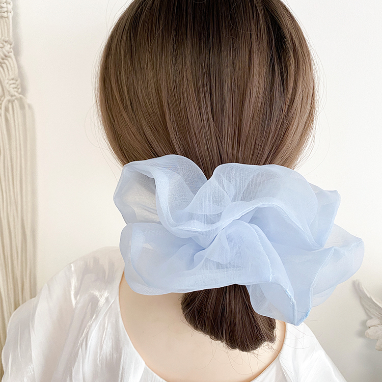 Para mujer, Scrunchie de encaje de gran tamaño para el cabello, cuerdas elásticas para el cabello de Color sólido, lazos para el cabello, banda para el cabello, accesorios elegantes para el cabello: Azul marino