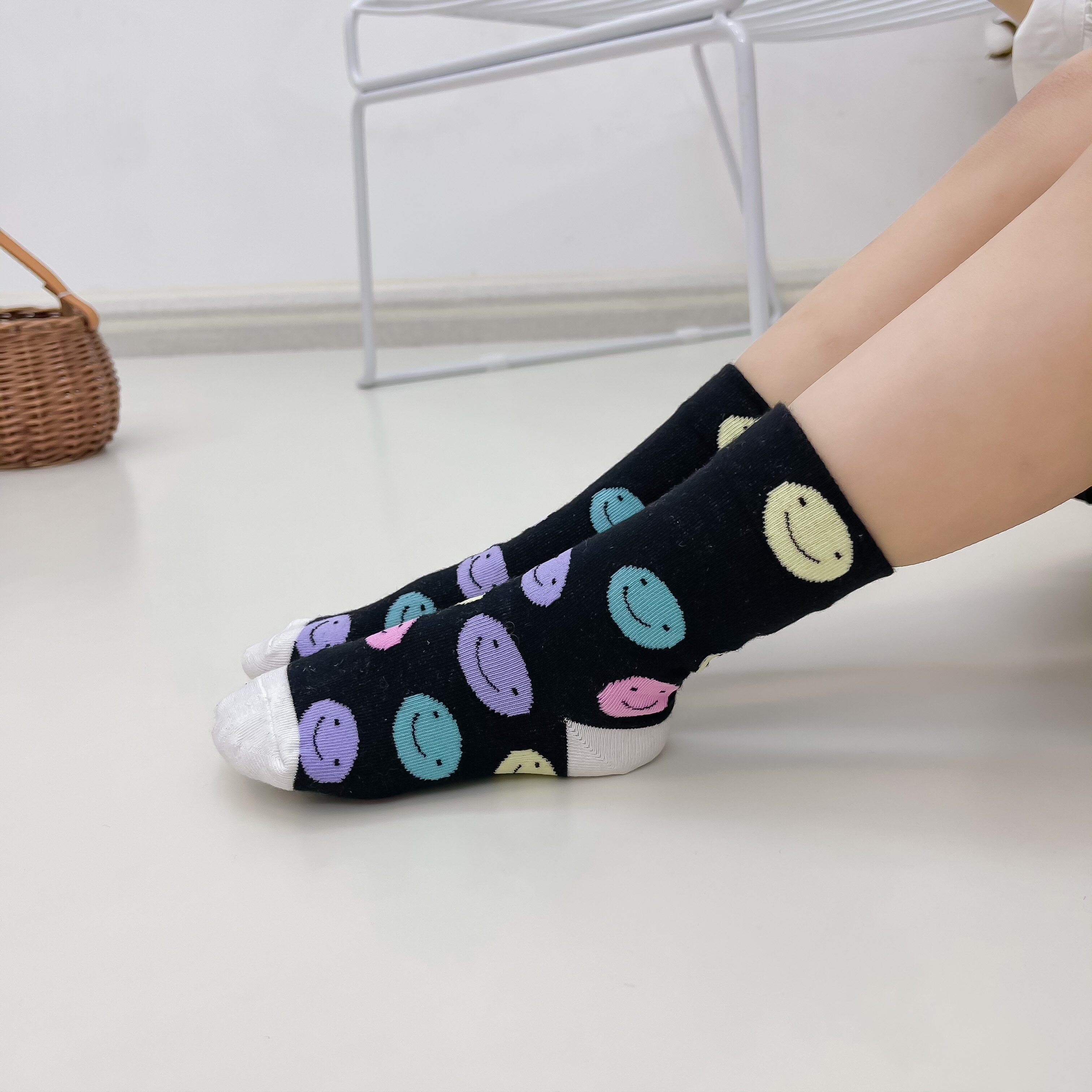 3 Paar Kids Sokken Vier Seizoenen Cartoon Zwarte En Witte Stippen Katoenen Korte Sokken Comfortabele Casual Kinderen Sokken 1-9Y