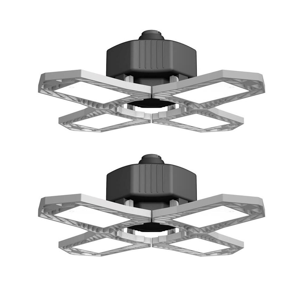 Luz LED para garaje, lámpara de garaje ajustable Deformable, 150W E27 /E26, luz de campana montaje alto superbrillante para Taller, iluminación Industrial: Black Silver 2pcs