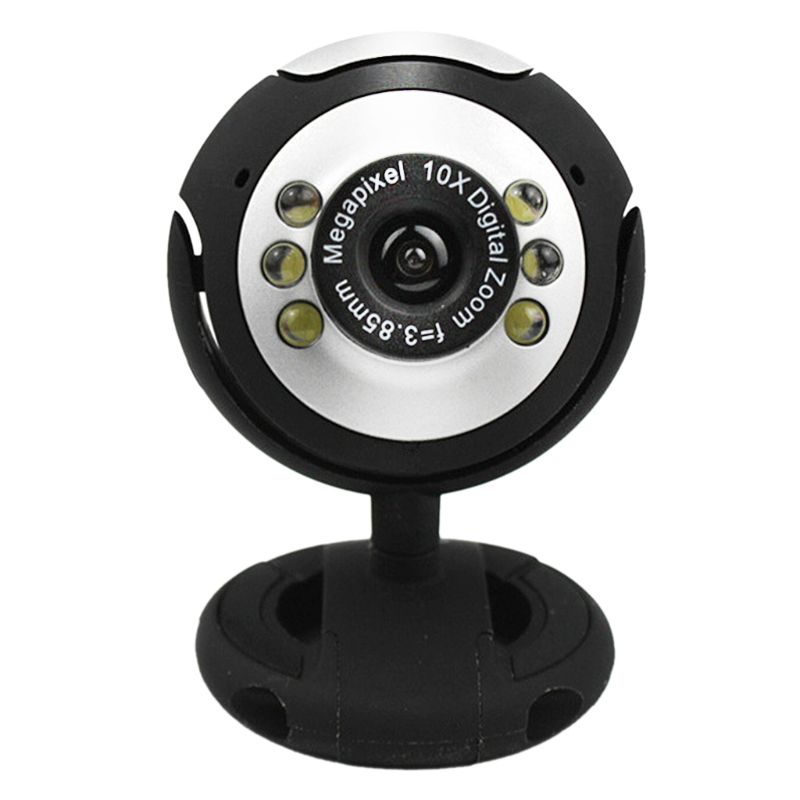 USB 2.0 Web Camera with 6 LED Light Clip-on Webcam Camera for Laptop Desktop
