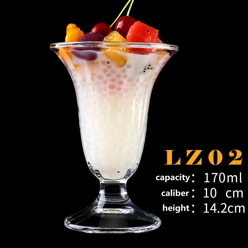Glass Ice Cream Cup, Dessert Milkshake Cup, Ice Cream Cup, Multiple Styles, High Temperature Resistance, Good ,: LZ02