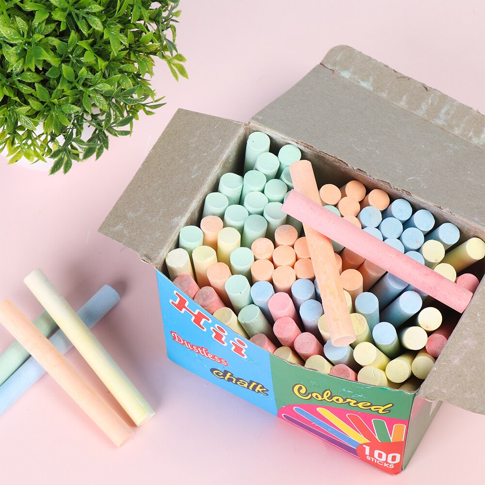 100 stk/eske fantastiske kritt i blandede farger tegning skrivekritt pinner låve skole tavle tegning skrive kritt merke penn verktøy