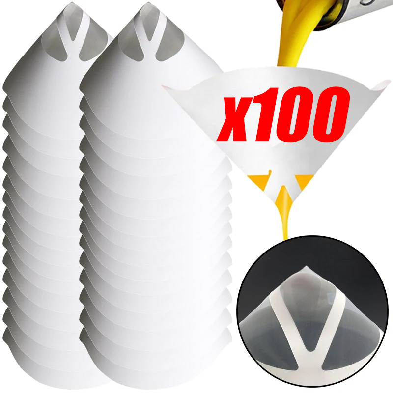 10/100 Stuks Wegwerp Autolak Spray Mesh Papier Filter Zuiverende Uitpersen Trechter Verf Filter Conische Nylon Micron Papier trechter