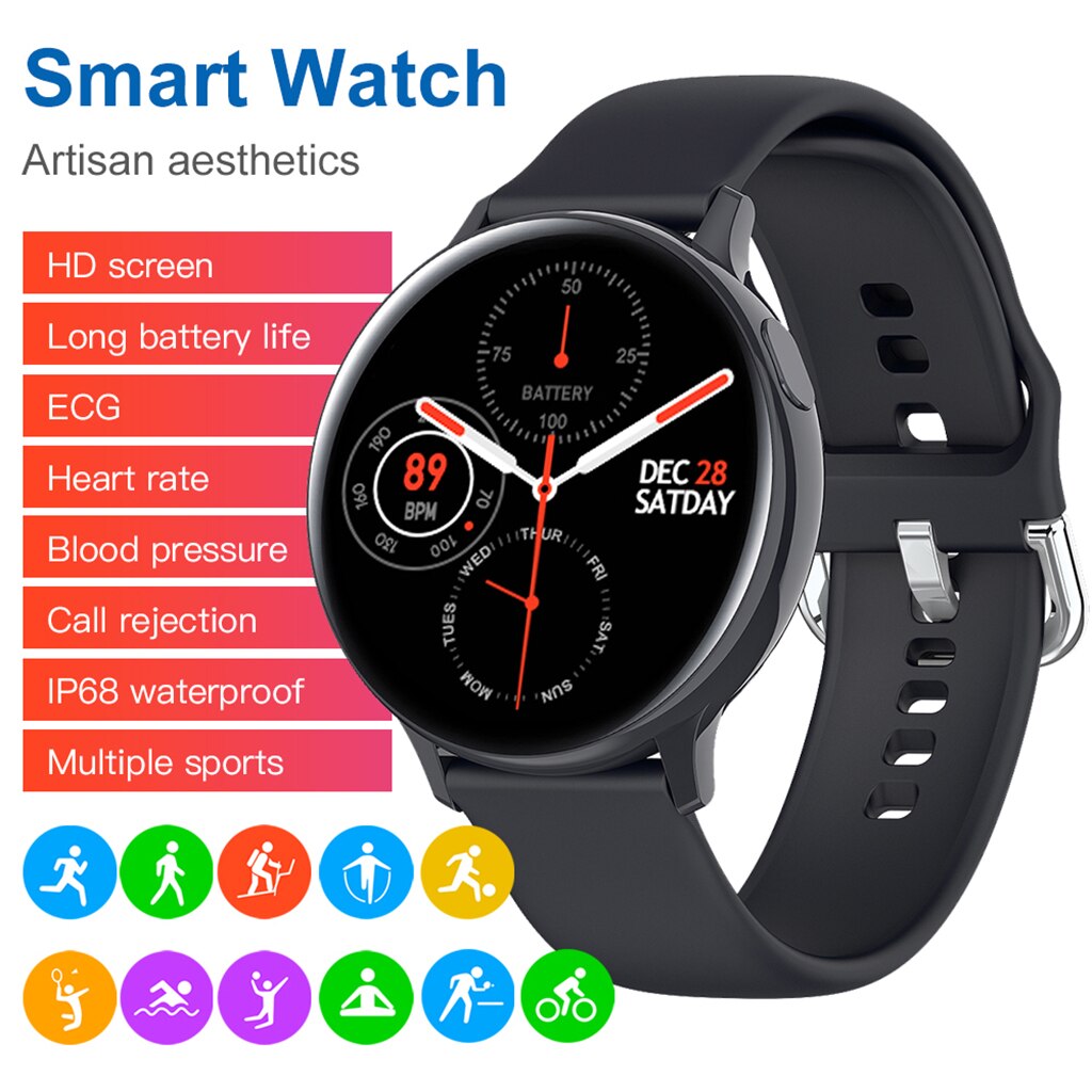 IP68 Waterproof Sport Bluetooth 4.0 Fitness Tracker ECG Smart Watch Bracelet