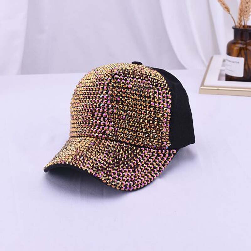 XEONGKVI-casquette de Baseball | Éblouissement coréen, couleur du travail manuel, tarière, casquette de Baseball, printemps automne, Snapback, chapeaux en maille de coton pour femmes: NO1 black gold