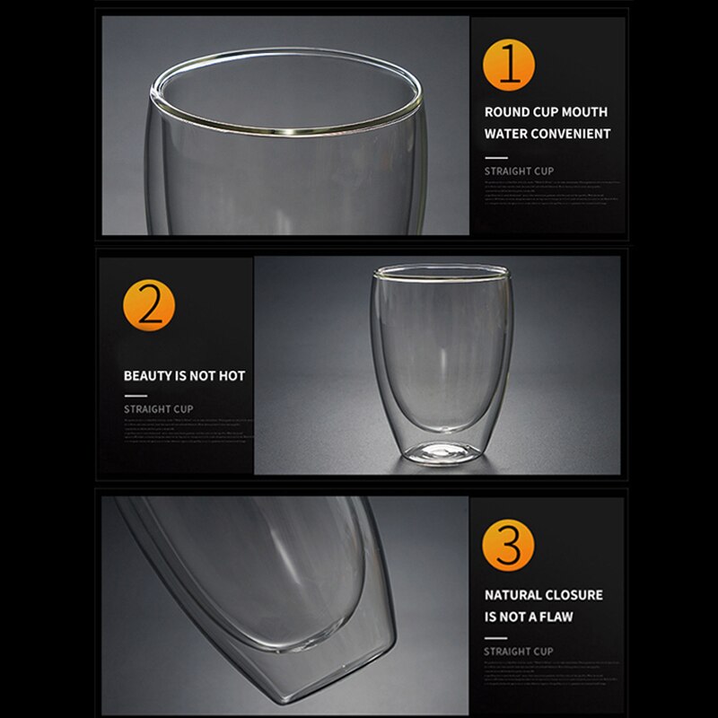 Wärme Beständig Glas Tasse Doppel Wand Coffe Becher Borosilikatglas Bier Becher 80/150/250/350/400ML Wasser Tasse Transparent Drink