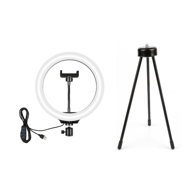 6/10 pollici fotografia illuminazione telefono Ringlight treppiede supporto foto Live Led Selfie USB anello remoto lampada luce riempimento con treppiede: 10inch USB