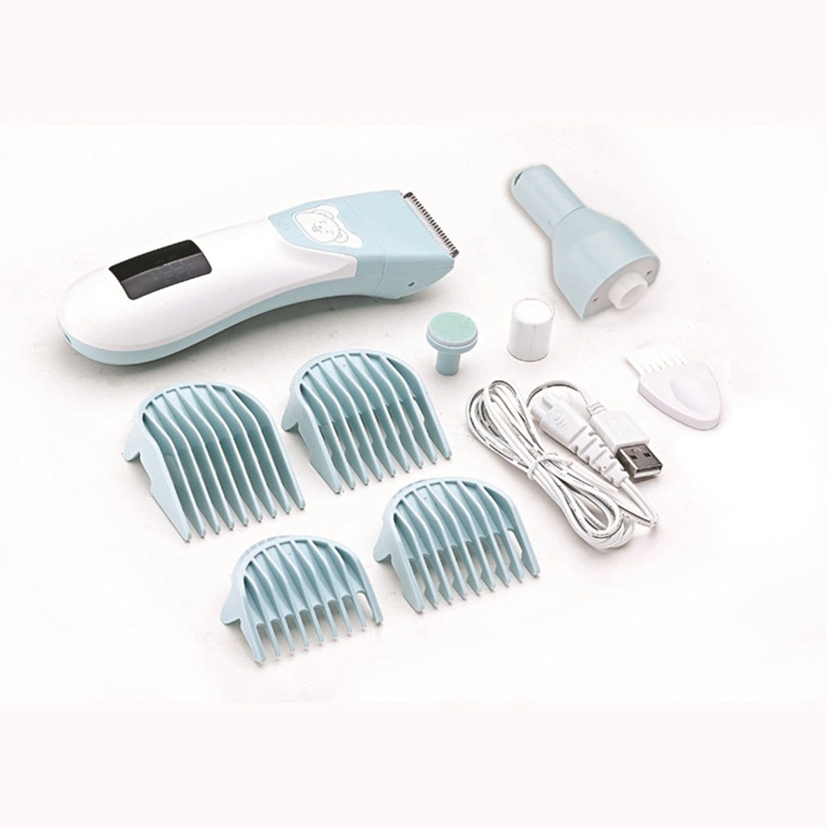 Cortadora de pelo eléctrica lavable para bebé, amoladora de uñas 2 en 1, máquina de corte de pelo para bebé, afeitadora de corte de pelo