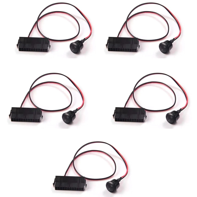 5Pcs 24-Pin Vrouwelijk Atx Psu Voeding Starter Schakelaar Jumper Op/Uit Schakelaar 50Cm: Default Title