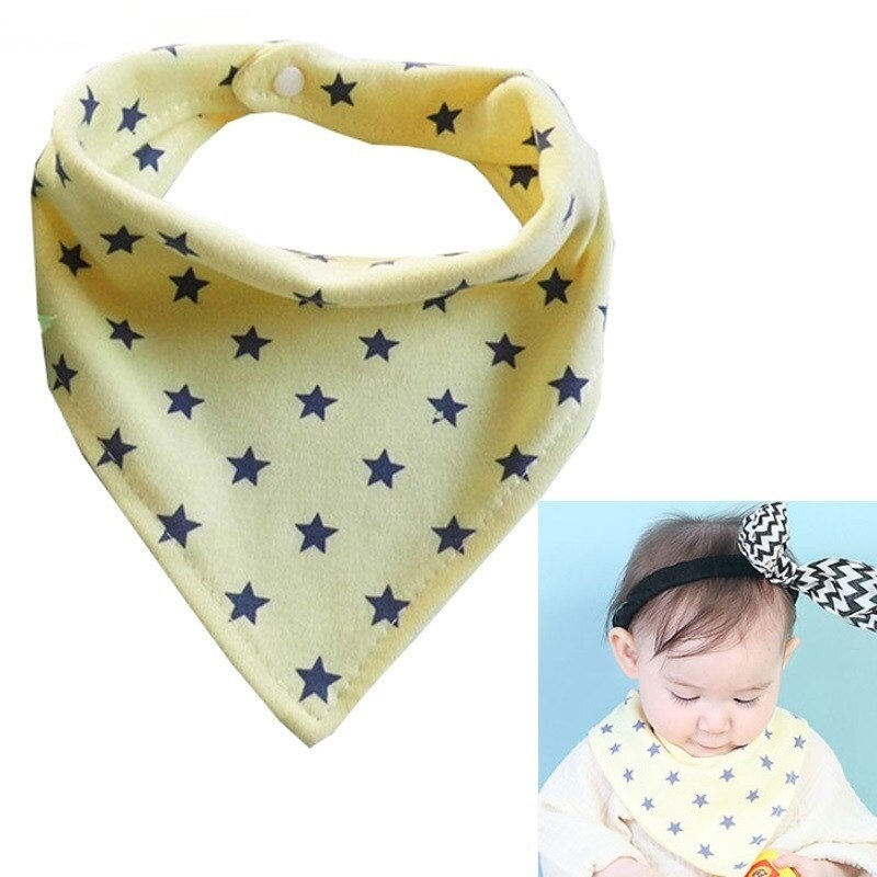 Babyjongens slabbetjes katoenen babymeisjes slabbetjes 0-3y baby bandana slabbetjes kinderen driehoekige sjaal dubbelzijdig iedereen kan dragen: Lichtgele sterren