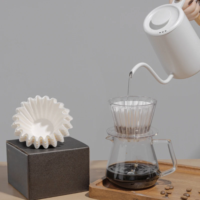 50pcs Pour Over Coffee Filter Papers 50 Sheets; Fits B75 Coffee Dripper & 1-2 Cups Wave Dripper coffee filter papers