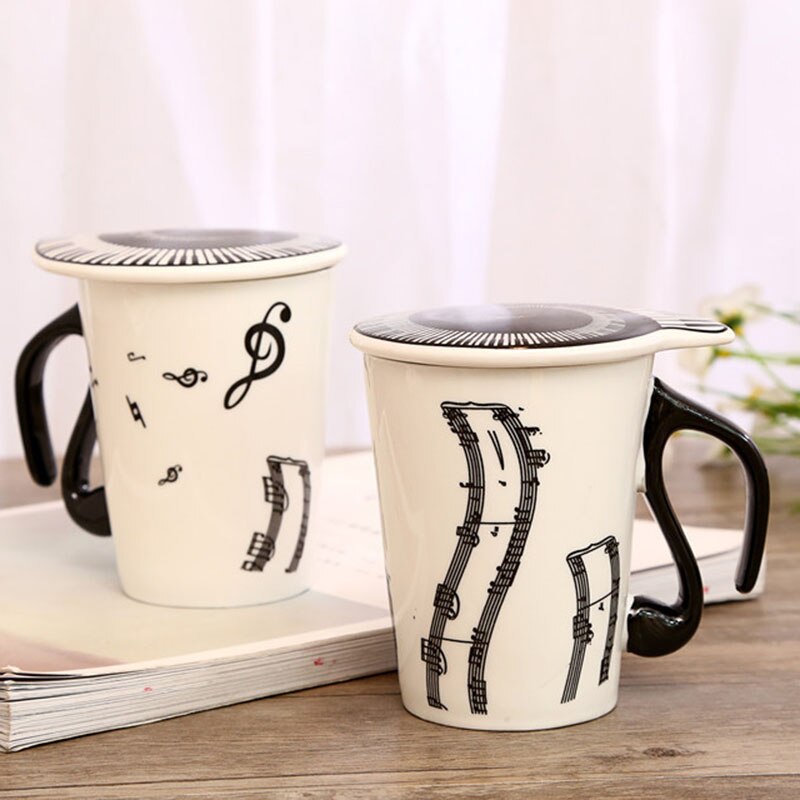 sterben Neue Kreative Keramik Musiker Kaffee Becher Musik Noten Klavier Tastatur Tee Tasse mit Deckel Dauben Musik Notizen als Partei: 2