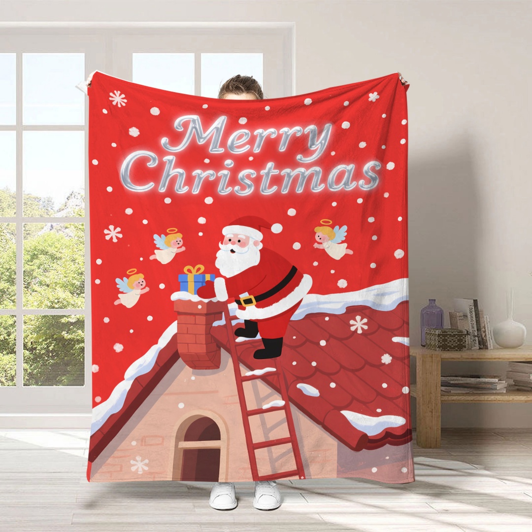 Christmas Party Blanket Soft Skin-Friendly Shawl Portable Decor: Queen / Pink