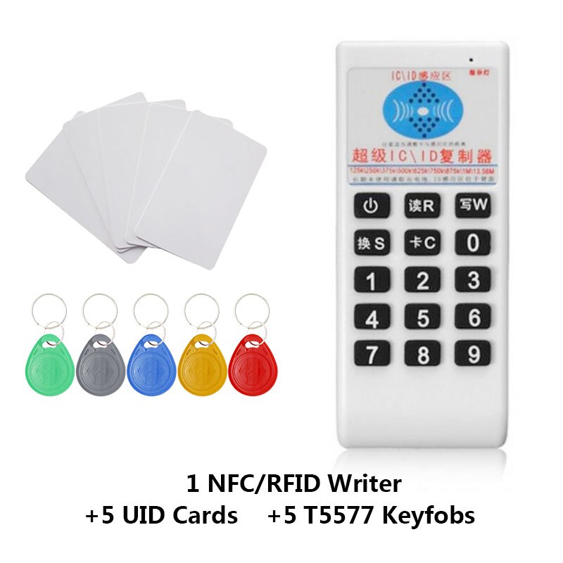 Handheld RFID NFC 125Khz-500Khz Reader Duplicator IC 13.56MHZ Smart Cloner Card ID Copier ReWriter Cards key Suit: Package 2
