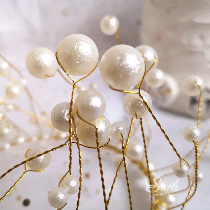 Bola de oro blanco nacarado-brillo, corona para pastel, decoración de de cumpleaños, postre, encantadores