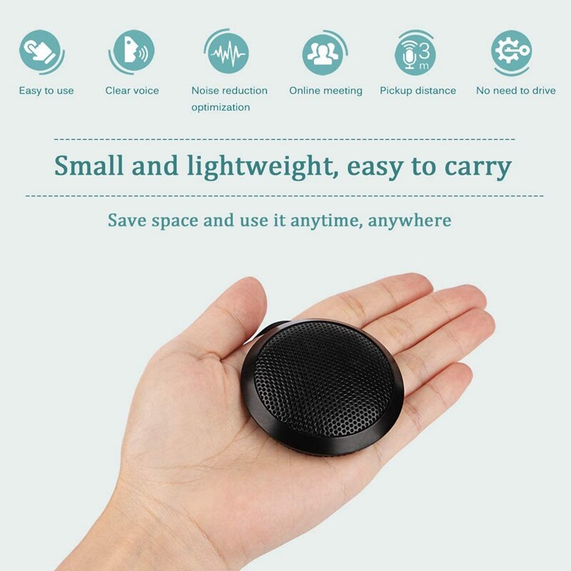 Conference Microphone 3.5mm Omnidirectional Condenser Stereo Mic Surface Mounted for Teleconferencing Laptop Computer Desktop