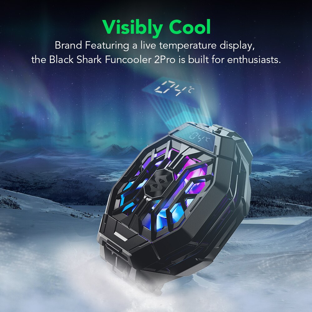 Black shark funcooler 2 pro temperaturdisplay rgb-belysning for spilltelefon iphone /black shark 4/ rog/xiaomi/poco  f3