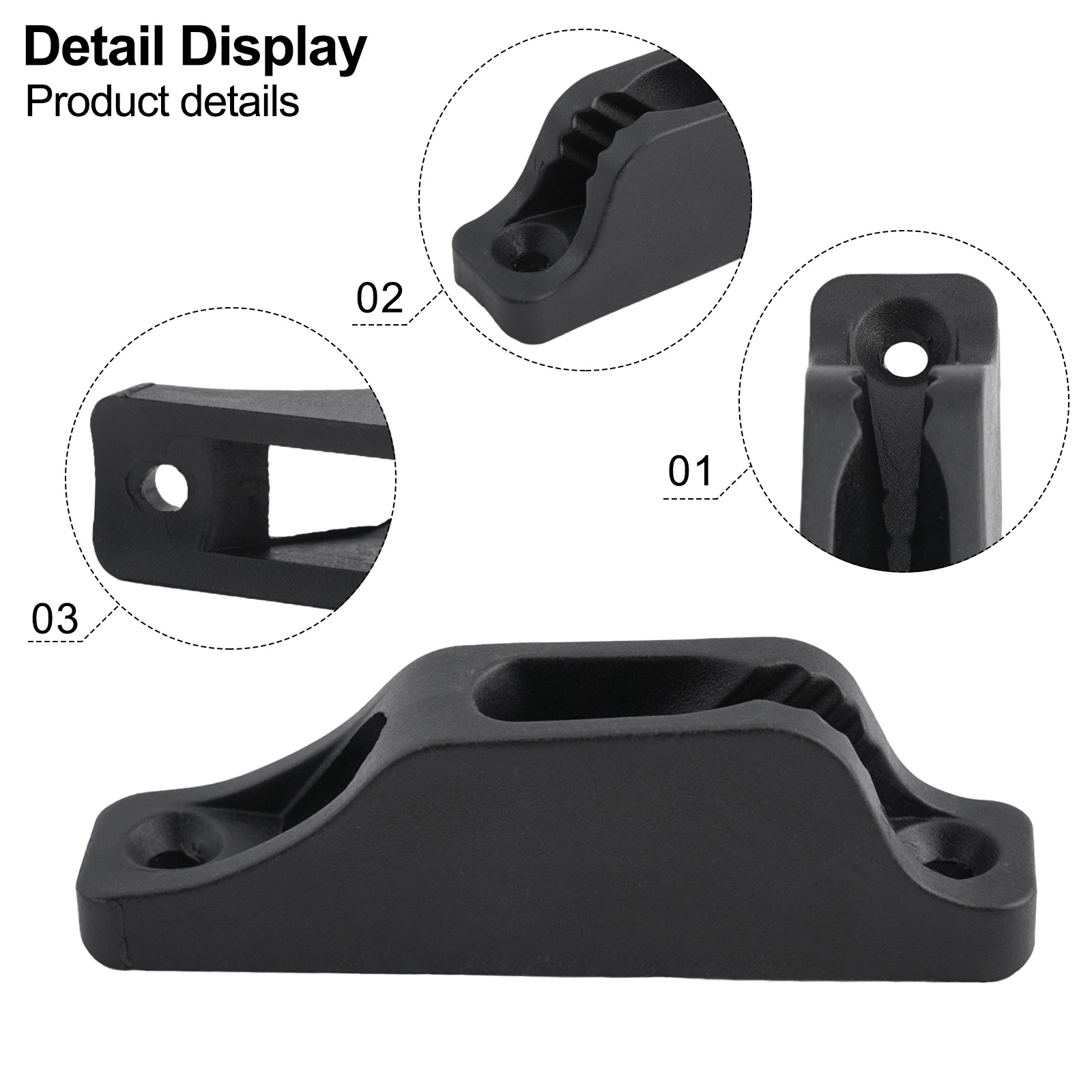 For Marine Yacht For Sailing Rope Tensioner Slide Nylon Cleat Sailing 6mm Soft Rope Black Color Easy To Adjust