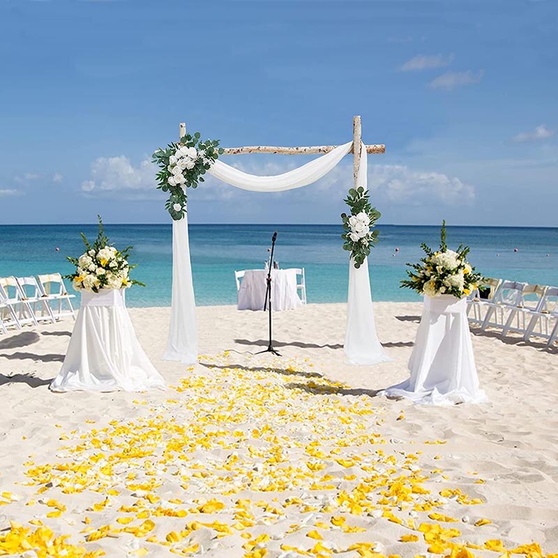 Kit de 2 piezas de flores para arco de boda, Rosa Floral Artificial de marfil con 1 paño de tela blanca para ceremonia, recepción, decoración de fondo