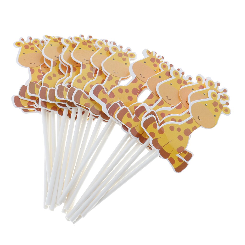 24x Cute Animal Giraffe Cake Cupcake Topper Picks Kids Birthday Party Décor