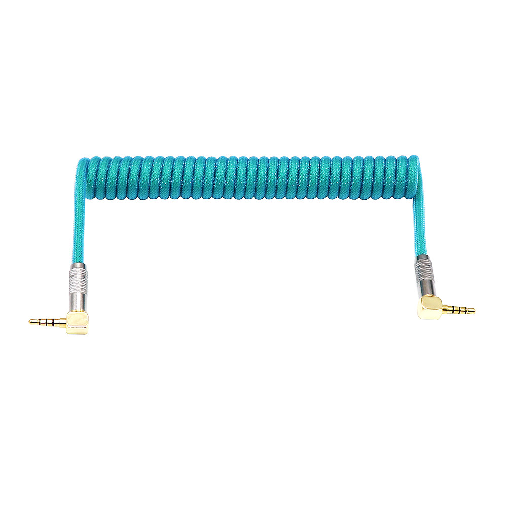 Cable en espiral de resorte TRS TRRS a TRRS de 3,5mm para teclado dividido RODE Sc7 de VIDEOMIC GO Video micrófonos tipo Micro Cables de Audio: Azul cielo