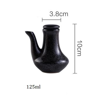 Japanese Style Ceramic Retro Black Soy Sauce Pot Small Vinegar Pot with Lid Sauce Jar Bottle Tableware: SKY BLUE