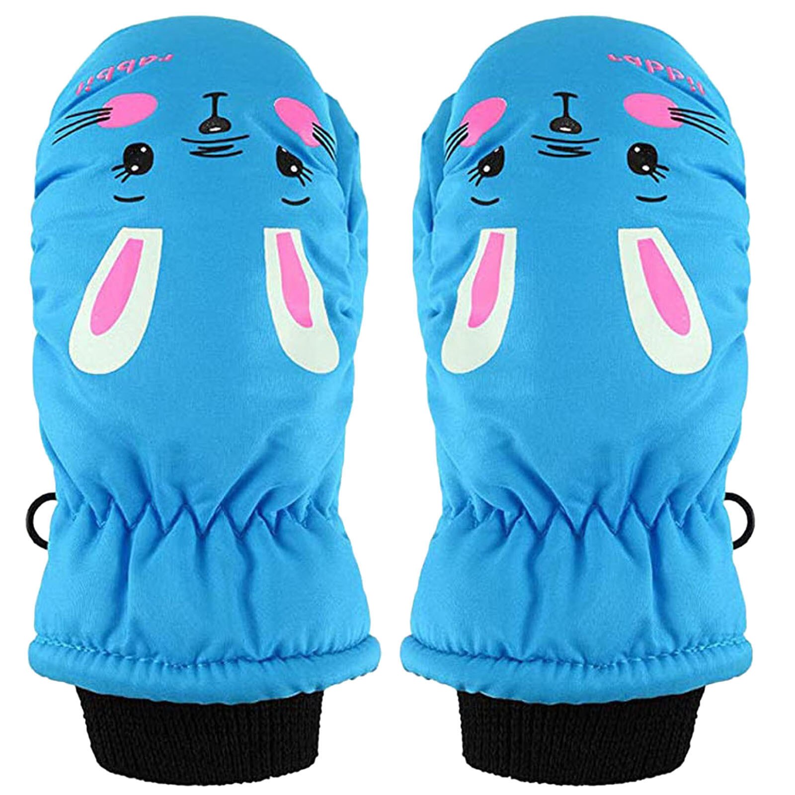 Gants De Ski Enfant Hiver - Imperméables, Doublure Peluche, Poignet Élastique Et Velcro, Taille 3-4 Ans