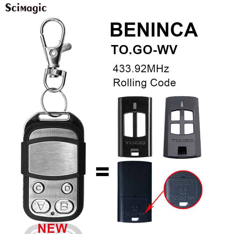 for BENINCA 433.92MHz Rolling Code Garage Remote Control BENINCA TO GO WV 2VA TOGO 4VA Gate Transmitter Command Replacement