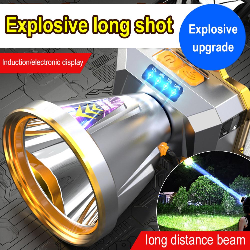 LED-Scheinwerfer, starkes Licht, superhelle, am Kopf montierte Taschenlampe, wiederaufladbarer Nachtangeln-Scheinwerfer für den Außenbereich