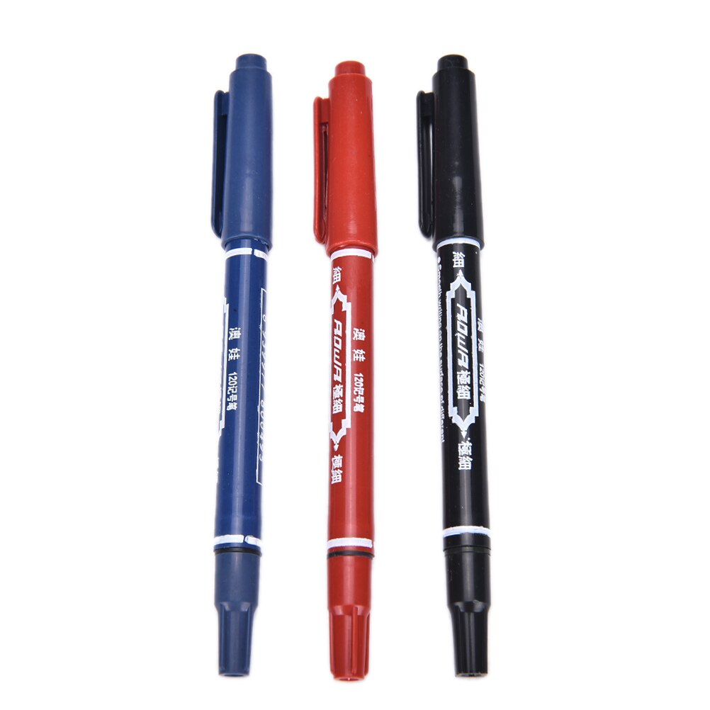 1PC 3 Farben Schnell trocknend Schreiben Stifte Zwilling Tipps Verdoppelt geleitet Haken Linie dauerhaft Farbe Marker Stift Für CD DVD Medien Rabatt