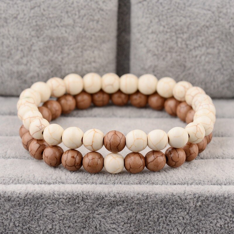 Bracelet Couples DOUVEI naturel noir et coloré pierre Yin Yang Distance Bracelets perlés pour hommes femmes meilleur ami AB234