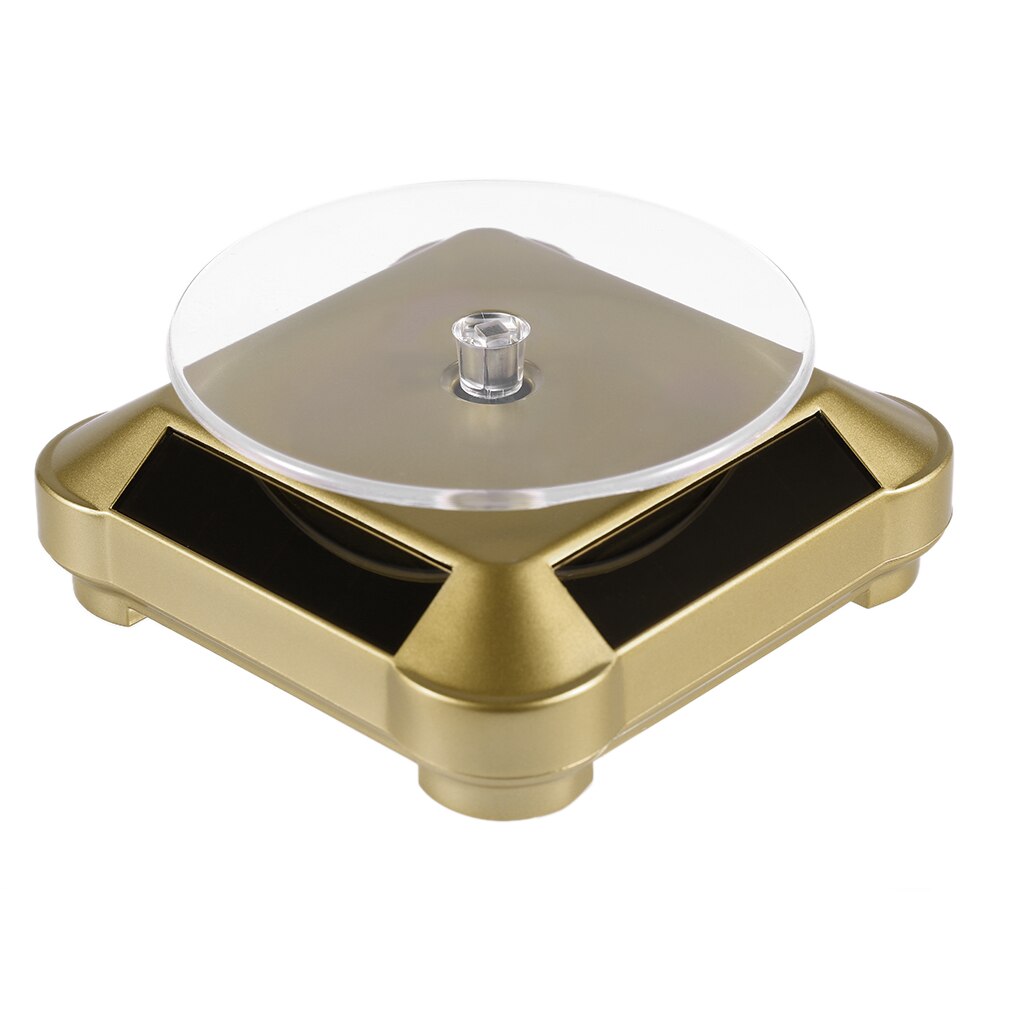 360 Draaitafel Solar Showcase Automatische Roterende Stand Voor Ketting Armband 110*110*50mm Horloge Display: Golden