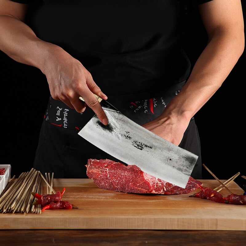 Kitchen Knife Handmade Forged Chinese Chef Knife Cleaver Meat Chopping Fish Filleting Vegetable Cutting High Carbon Clad Steel